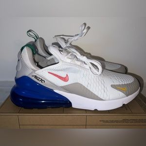 Nike Air Max 270 Shoes White Royal Blue University Red DV3731-100 Men's Size 9.5